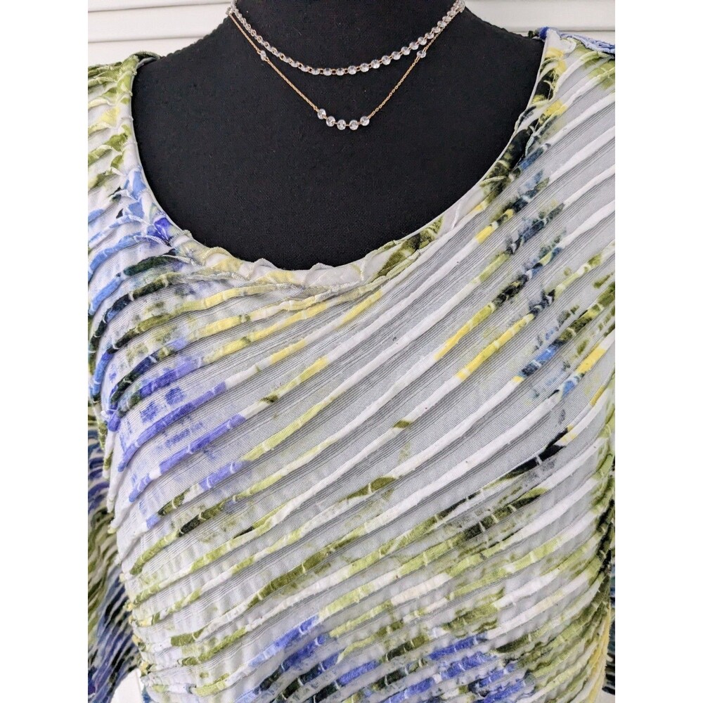 Susan Graver Tunic Top Womens XL Purple Yellow Watercolor Abstract Art To Wear - Picture 3 of 9